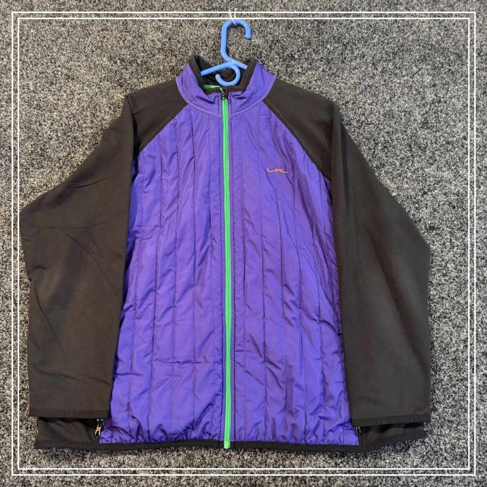 LRL‎ Ralph Lauren Active Quilted Fleece Jacket Purple Black 3X